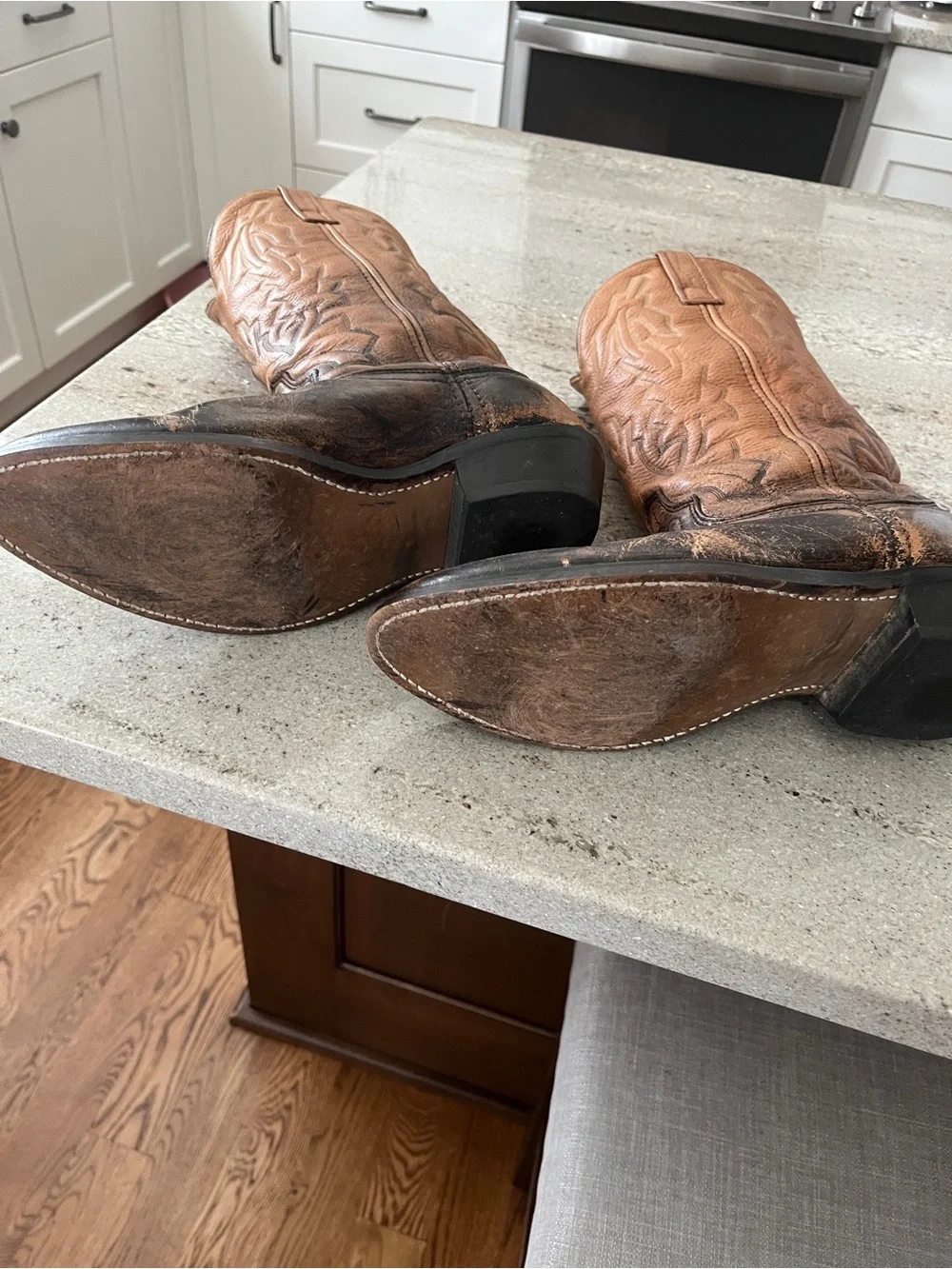 🤠🤠🤠 LAREDO Men's Brown Leather Western Cowboy Boots 9.5 Darker Distressed Foot